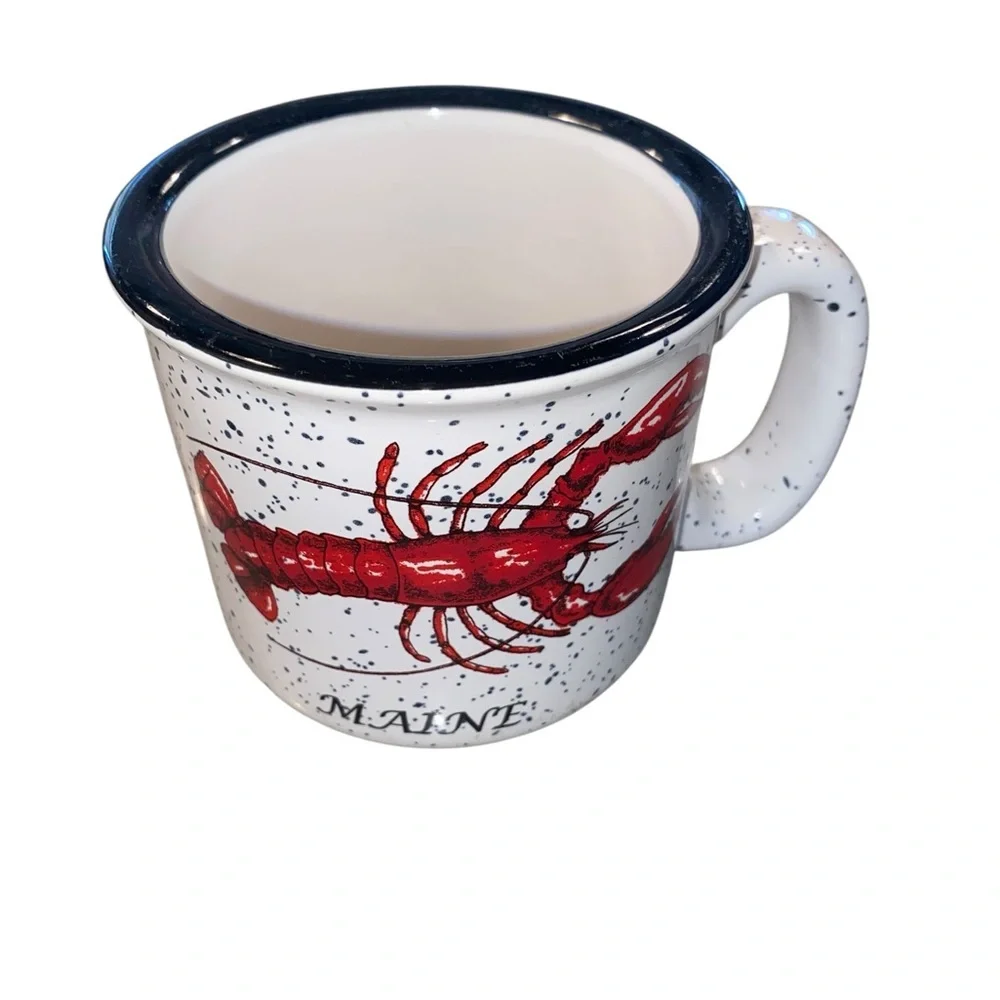 Coastal Grandma New England Lobster Ceramic enamel speckles Mugs Set